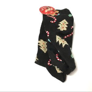 Shine Holiday Christmas Socks Size 9-11 Black Red